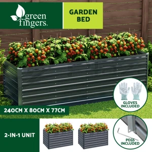Green Fingers Garden Bed 240x80x77cm Planter Box Raised Container Galvanised - Picture 1 of 9