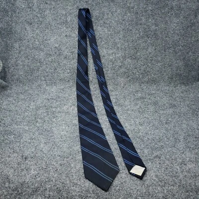 VINTAGE Christian Dior Neck Tie Mens Navy Blue Silk Striped Luxury Necktie - Image 1 of 4