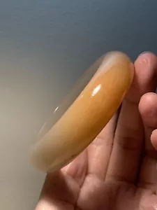 54,2 mm / Natürliche Mongolische Jade Armreif / She TeiCui Jade / weiche halbe Zuckerfarbe - Bild 1 von 7