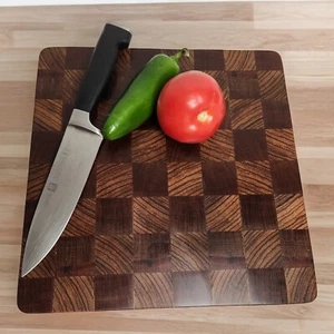 Davo's End Grain Cutting Board Hardwood Charcuterie 11.5x11.5x1.2 Lacewood Zebra - Picture 1 of 23
