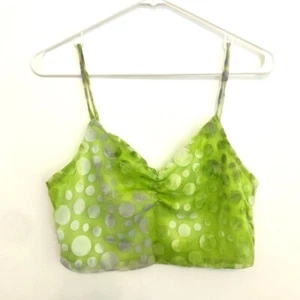 URBAN RENEWAL OUTFITTERS Remnants Mesh Polka Dot Crop Top Lime Green Tank Medium - Picture 1 of 9
