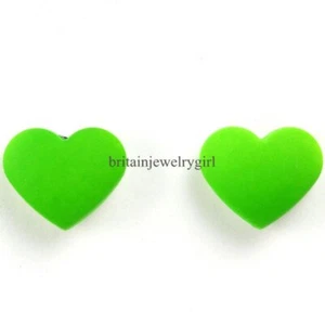 2pcs Men Women Fluorescent Heart Shape Magnetic Ear Stud Earrings Non-Piercing - Picture 1 of 22