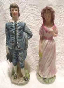 Vintage~Norleans Pinky Girl~Blue Boy~Porcelain~Figurines~2 qty.~1970's - Picture 1 of 14