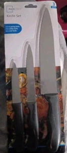 Mainstays 3 Piece Kitchen Knife Set: Pairing, Utility & Chef Knife, New Sealed - Picture 1 of 1