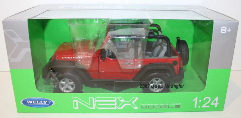 Welly NEX 1/24 Scale 22489W - 2007 Jeep Wrangler - Red - Open Top - Image 1 of 4