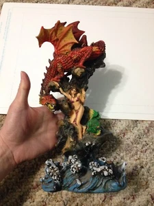 Drachen Statue 2 Drachen & Opferfrau Sammlerstück hochwertig wunderschön - Bild 1 von 11