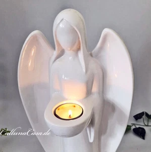 #11200 Engel 40 cm Deko Figur Teelichthalter Weiß Shabby Weihnachten Groß XXL - Bild 1 von 5
