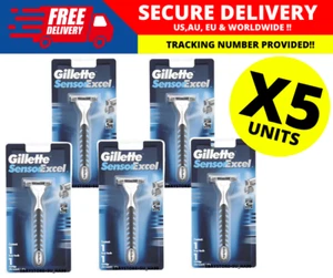 5 x Gillette Sensor Excel Rasierer Griff + 5 Kartuschen - FASST DAMEN UND HERREN EXCEL - Bild 1 von 7