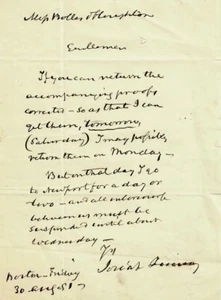 RAR!! "19. Jahrhundert Boston Bürgermeister" Josiah Quincy IV handgeschriebener Brief Echtheitszertifikat - Bild 1 von 3