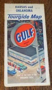 1964 Gulf Oil Tourgide Road Map of KANSAS and OKLAHOMA - Picture 1 of 1