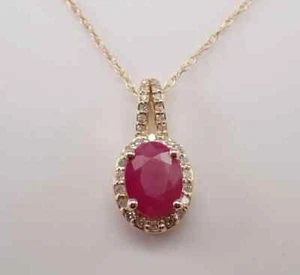 2Ct Oval Cut Natural Red Ruby Halo Pendant 14K Yellow Gold Plated 18" Free Chain - Picture 1 of 6