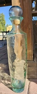 Jarrón boticario vintage Pier One azul arte vidrio jarra botella tapón aguamarina 19" - Imagen 1 de 9