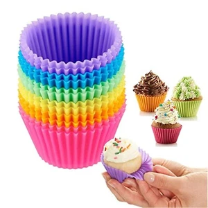 12 Pcs Cupcake Cups Silicone Baking Cups Cupcake Liners Reusable Non-stick Mu... - Picture 1 of 7