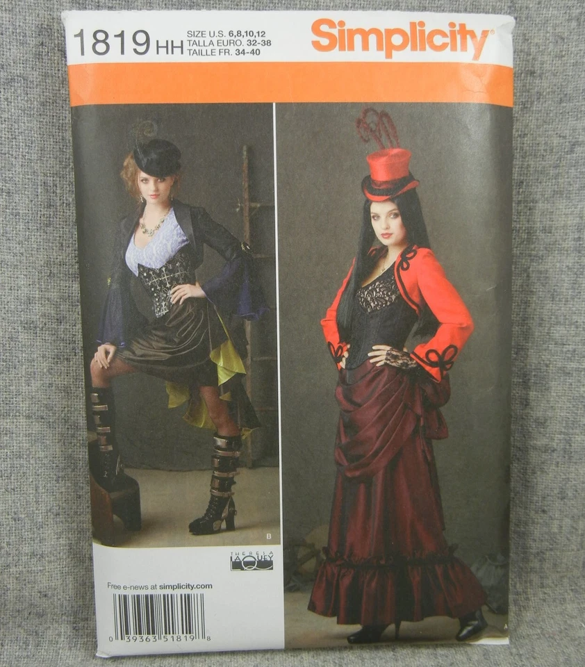 Simplicity Pattern 1819 HH Goth Steampunk Victorian Halloween Costume Size 6 - 1