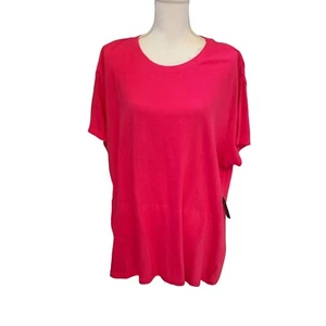 Urban Rebel NWT Womens Plus Size 3X Pink Short Sleeve X- Boyfriend Fit Knit Top - Picture 1 of 8