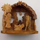 NATIVITY SCENE OLIVE WOOD Hand Carved in Bethlehem Israel ~ 4.5" ~ MINT ~ TAG