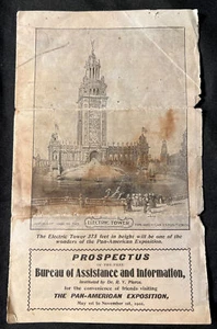 Antigüedad 1901 EXPOSICIÓN Buffalo Nueva York TORRE ELÉCTRICA Folleto w Street MAP - Imagen 1 de 12