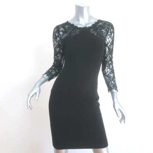 Emilio Pucci Sequined Lace Yoke Dress Black Stretch Jersey Size US 6 - Picture 1 of 9