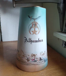 1907 DATED WARWICK IOGA SHRINER PITCHER MARKED  ALHAMBRA EGYPTIAN SCENES MINT - Picture 1 of 10