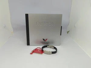 Viceroy Edelstahl Schwarz Leder Armband Herren Elegant Modern - Bild 1 von 12