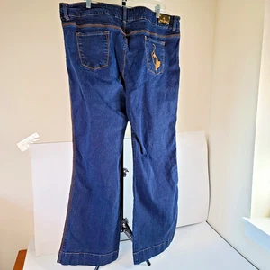 Jeans Phat bambino donna 24 bootcut svasato y2k hip hop ricamato elasticizzato vita alta - Foto 1 di 24