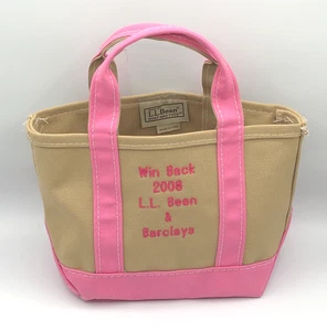 L.L Bean Mini Boat & Tote Bag Green with Pink Trim Win Back 2008 Barclays - Picture 1 of 10