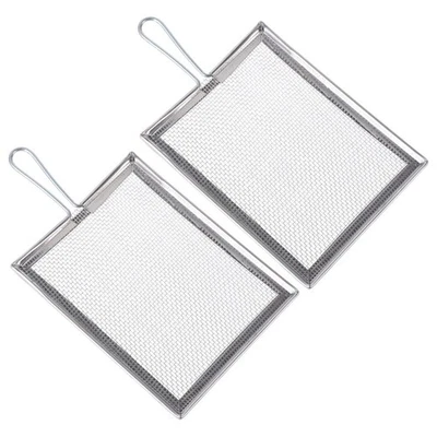 2Pcs Impugnatura Design Strumento di filtraggio Filtro a rete Setaccio (argento) - Immagine 1 di 4