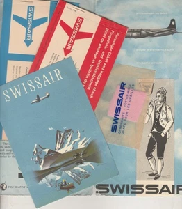 SCHWEIZ altes seltenes Passagierticket & Übergepäckscheck SWISSAIR 1956 - Bild 1 von 9