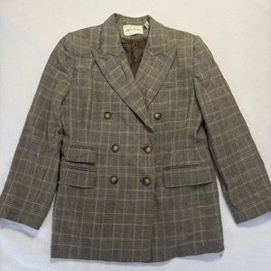 Blazer Lord & Taylor Donna 14P Pagato Marrone Doppiopetto 100% Lana Vintage - Foto 1 di 10