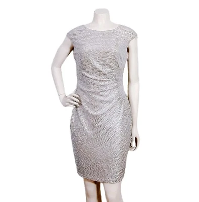Nipon бутик серебро собранными в Рюш обтяжку платье 6P маленький отлива коктейльное вечернее  - Изображение 1 из 4