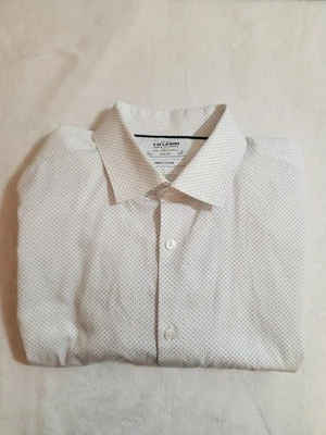 TM Lewin Shirt Mens 17 36 White Blue Polka Dot 100% Cotton Long Sleeve T.M. - Image 1 of 4