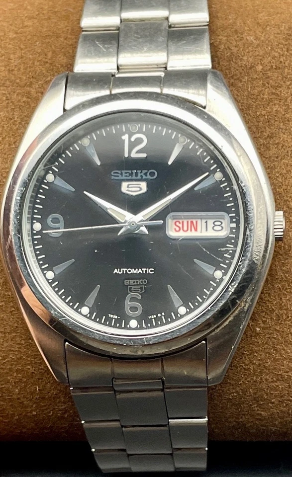 Seiko 5 7S26-0060 Automatic Black Dial Men's Watch Excellent ! - Image 1 of 4