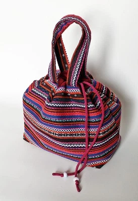 Beuteltasche mit Zugband, Projekttasche, Stricken, Häkeln, selbst genäht  - Bild 1 von 4