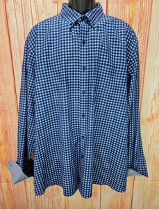 Johnston & Murphy Mens 100% Cotton Blue Gingham Button-Down Shirt XXXL - Picture 1 of 8