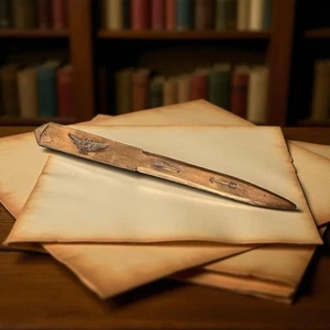 Vintage Southwestern Symbole Vogel Pfeile Brief Postöffner Metall - Bild 1 von 10