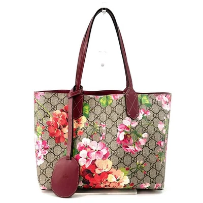 GUCCI Blooms Floral Shoulder Tote Bag GG Canvas Leather Beige 372613 Authentic - Image 1 of 4