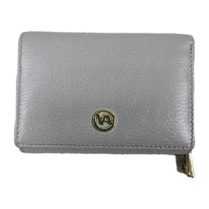 Cartera Valentina Triple Cuero Genuino Italiano Bolsillo para Monedas Papel Azúcar Gris - Imagen 1 de 9