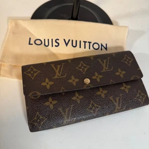 Louis Vuitton Sarah Monogram Canvas Vintage Long Wallet Brown Gold - Picture 1 of 10