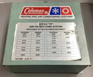 Coleman HVAC Sistema di pompa di calore aggiuntivo 3024A7481 (b635) - Foto 1 di 8