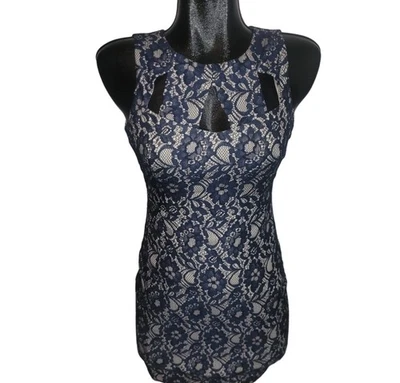 Vestido de cóctel Ark & Co. azul marino de encaje sin mangas S Foto 1 de 4