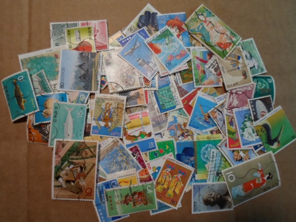 Lote de colección 100 sellos grandes diferentes de Japón Foto 1 de 1