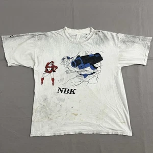 Vintage 90’s Natural Born Killer Anime White Distressed T-Shirt XL - Picture 1 of 24