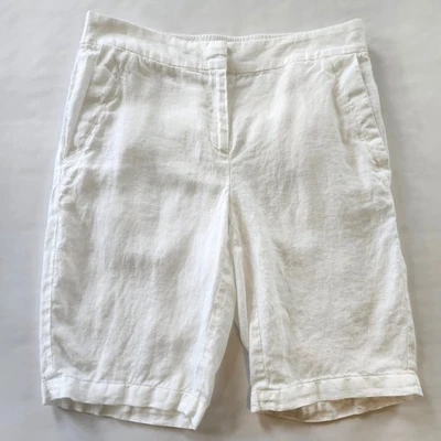 Bermudas Eileen Fisher blancas 100 % lino orgánico para mujer XS X-small Foto 1 de 4