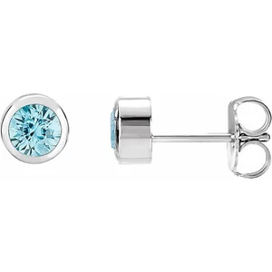 Pendientes de circón azul en oro blanco de 14K - Imagen 1 de 2