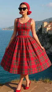 1950s Vintage Retro Rockabilly dress Royal Stewart Tartan sizes 14-26 - Picture 1 of 2