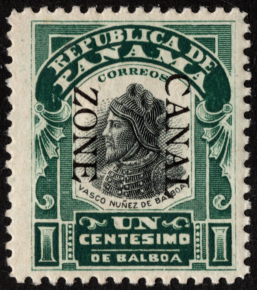 Canal Zone Stamp Scott # 22 Mint F-VF - 1 Cent Green & Black Balboa Portrait - Image 1 of 1