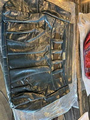 Bolsa Miche Prima Big Bag concha azul-petróleo profundo com acabamento preto falsa EEL “Mary” - Imagem 1 de 4