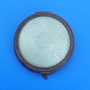 Vintage Compact GUILLOCHE ENAMEL POWDER BOX with Metal Mesh & Blush Antique - Picture 1 of 8
