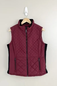 Andrew Marc Vest Jacket Womens Sz M Red Black Quilted Insulated Full Zip - Picture 1 of 7