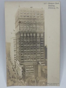 ANTIQUE RPPC FARMERS BANK BUILDING PITTSBURGH PA UDB REAL PHOTO POSTCARD - Picture 1 of 14